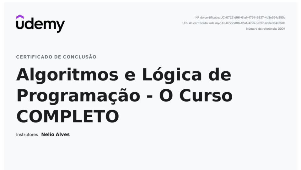 Curso Algoritmo e Lógica de Programação
