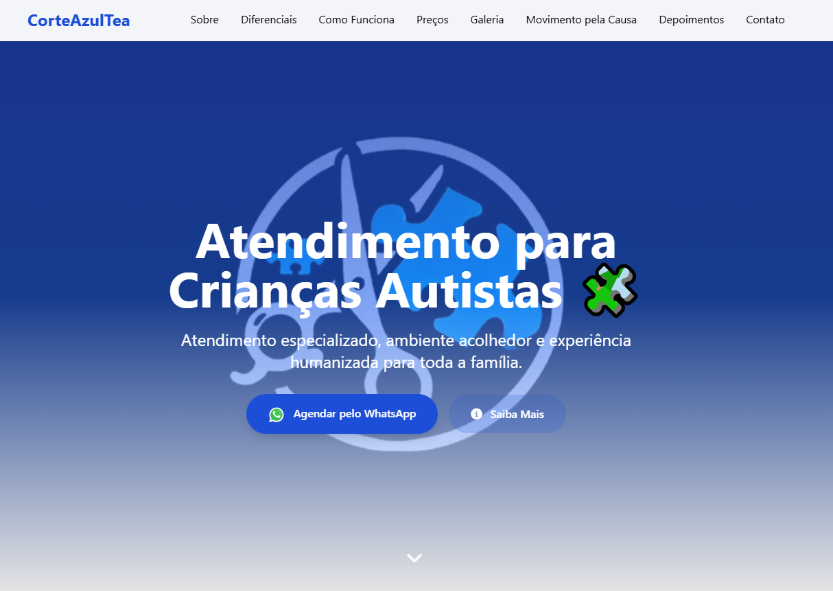 CorteAzulTea - Website para barbearia especializada